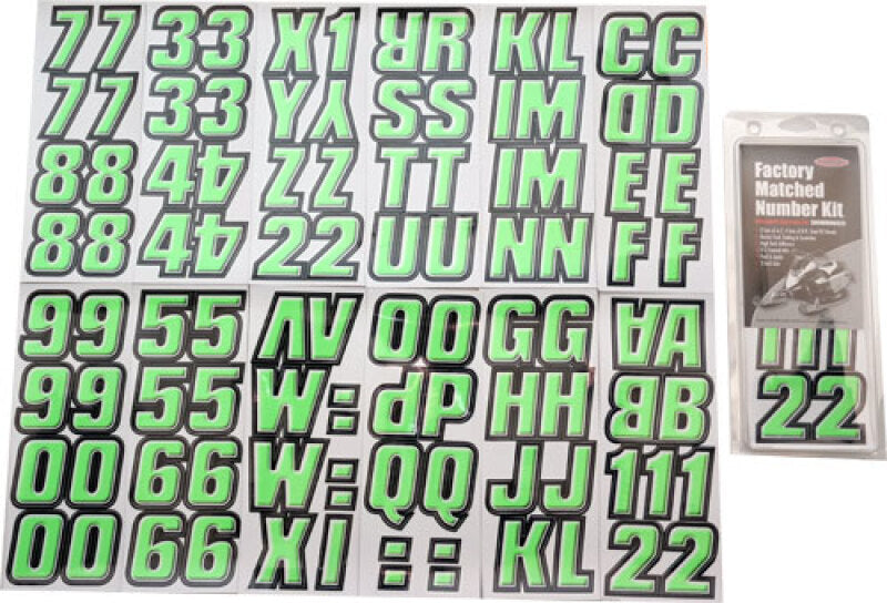 Hardline Snowmobile Lettering Registration Kit 2 in. - 500 Kiwi Green/Black KIBLK500 KIBLK500 Photo - Primary