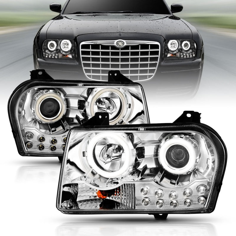 Anzo 2005-2010 Chrysler 300 Projector Headlights w/ Halo Chrome 121136 Photo - Primary