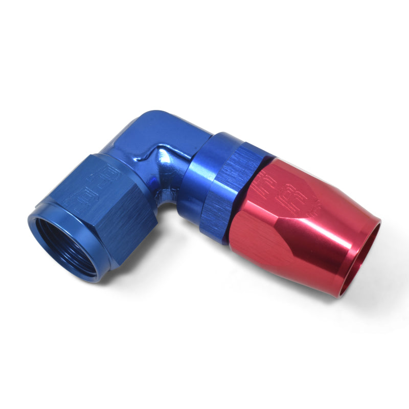 Russell 90° Forged Aluminum Swivel Hose End - Red / Blue 613650 Photo - out of package