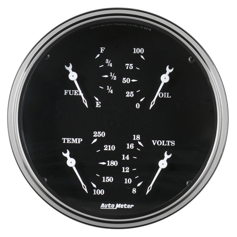 Auto Meter Gauge Quad 5in 0E-90F Elec Old Tyme Black 1719 1719 Photo - Primary