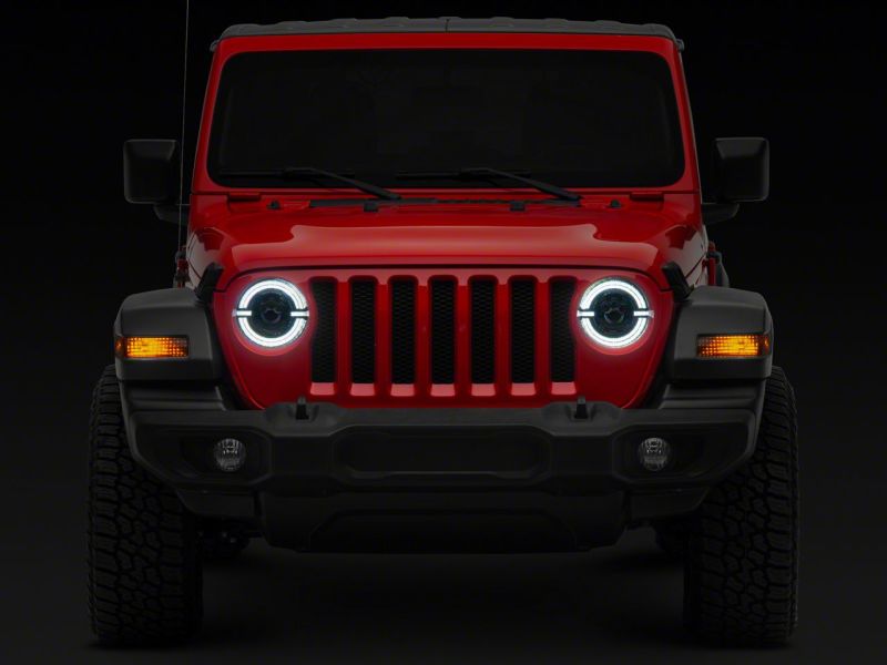Raxiom 18-23 Jeep Wrangler JL Axial Series 9-In LED Angel Eye Headlights- Blk Housing (Clear Lens) J167045 J167045 Photo - Close Up