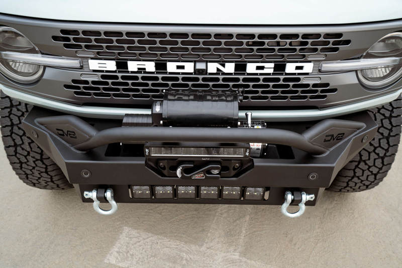 DV8 Offroad 2021+ Ford Bronco Modular Front Bumper Winch Capable w/ Auxiliary Light Mounts FBBR-02 FBBR-02 Photo - Mounted