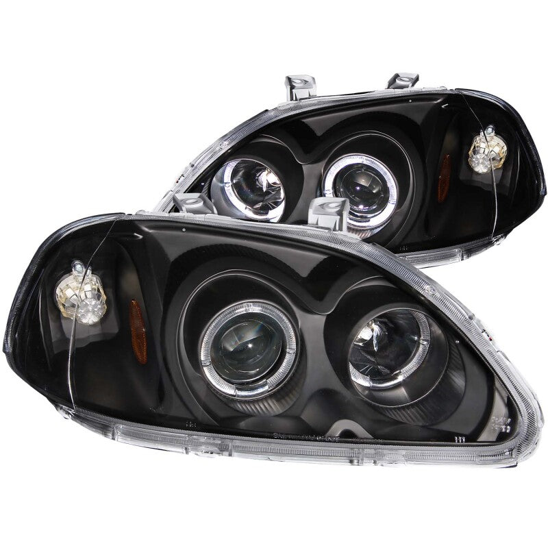 Anzo 1996-1998 Honda Civic Projector Headlights w/ Halo Black 121068 Photo - Primary