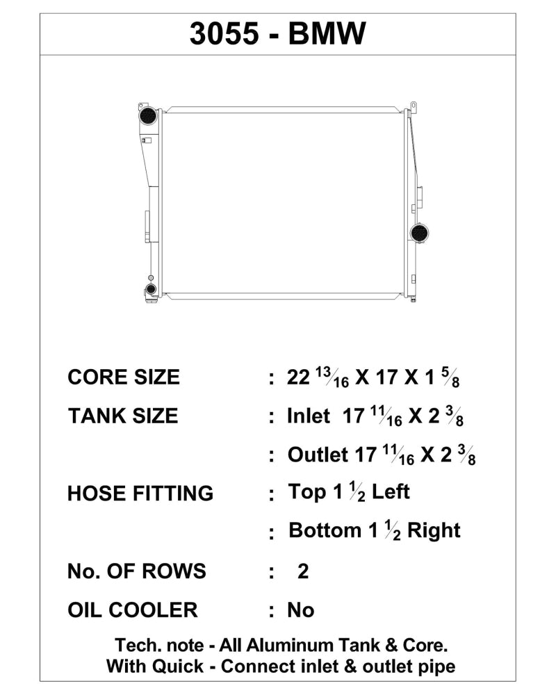 CSF 99-03 BMW 320i 99-06 BMW 323 99-05 BMW 325 99-06 BMW 328 99-05 BMW 330 3055 Technical Drawing