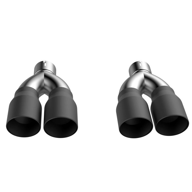 QTP 15-18 Dodge Challenger 5.7L 304SS Screamer Exhaust 3in Quad Tip Adapter w/Black Tips 430015TB 430015TB Photo - Primary