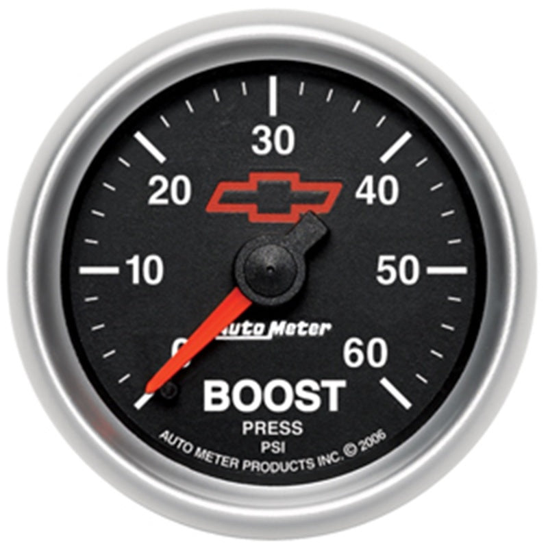 Autometer Gauge, Boost, 2 1/16", 60psi, Mechanical, Gm Bowtie Black 3605-00406 Photo - Primary