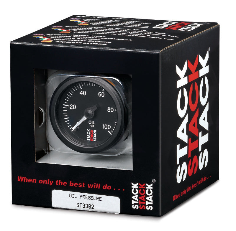 Autometer Stack 52mm 0-100 PSI 1/8in NPTF Male Pro Stepper Motor Oil Pressure Gauge - Black ST3302 ST3302 User 5