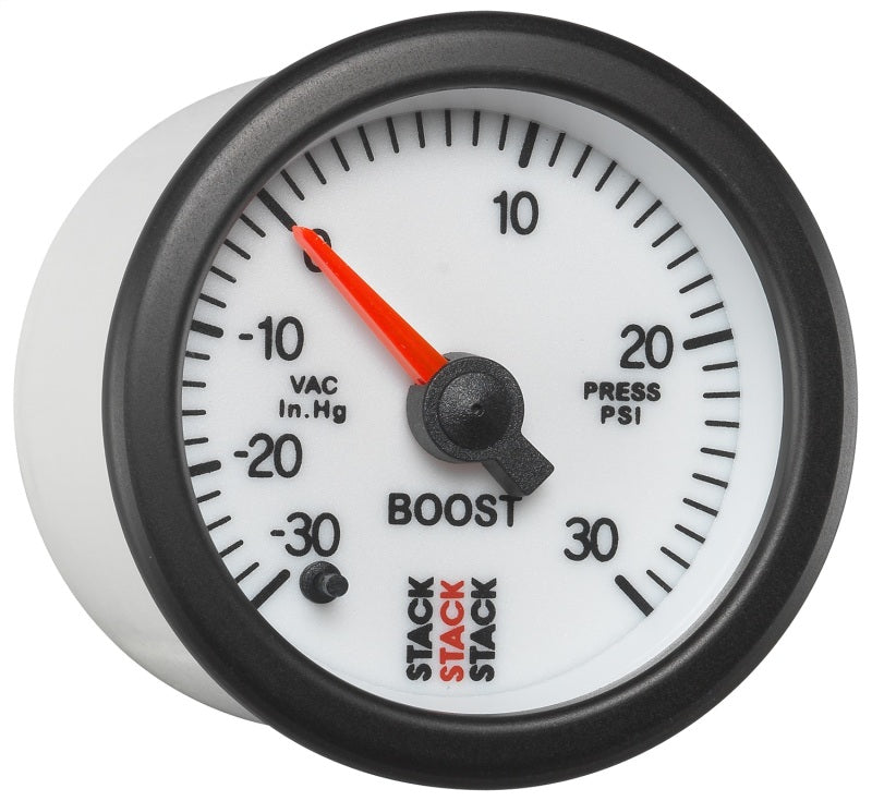 Autometer Stack 52mm -30INHG to +30 PSI (Incl T-Fitting) Pro Stepper Motor Boost Press Gauge - White ST3362 ST3362 User 5