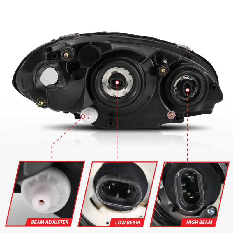 ANZO 2001-2005 Chrysler Pt Cruiser Crystal Headlight Chrome Amber (OE) 111472 111472 Photo - Unmounted