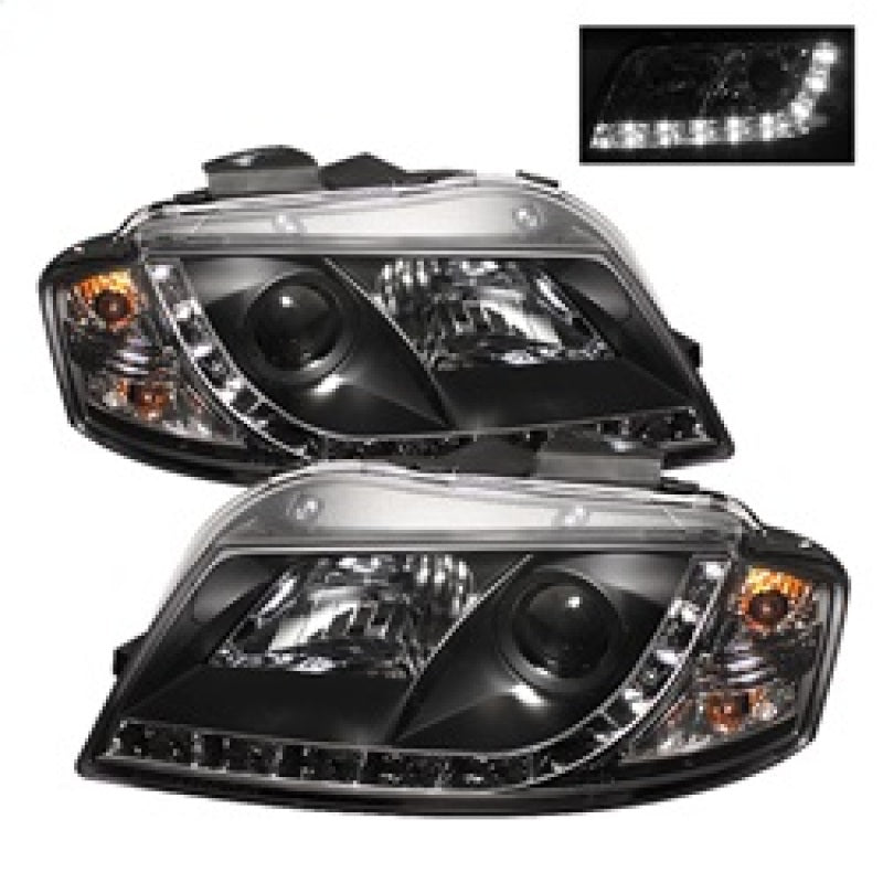 Spyder Audi A3 06-08 Projector Headlights Halogen Model Only - DRL Black PRO-YD-AA306-DRL-BK 5008510 5008510 Photo - Primary