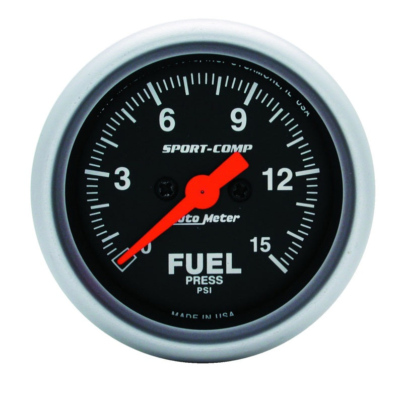 Autometer Gauge, Fuel Pressure, 2 1/16", 15psi, Digital Stepper Motor, Sport-Com 3361 Photo - Primary