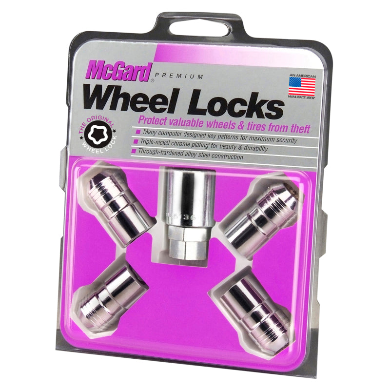 McGard Wheel Lock Nut Set - 4pk. (Cone Seat) M14X1.5 / 21mm & 22mm Dual Hex / 1.639in. L - Chrome 24215 24215 Photo - in package