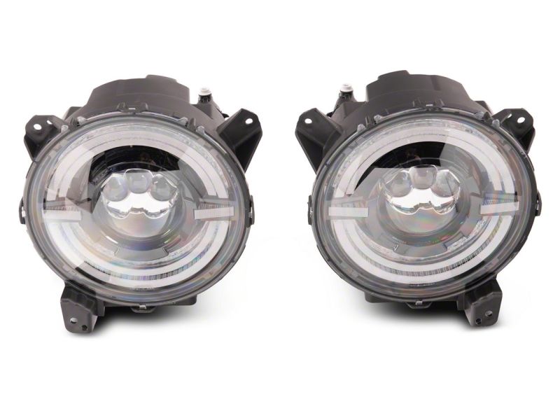 Raxiom 18-23 Jeep Wrangler JL Axial Series 9-In LED Angel Eye Headlights- Blk Housing (Clear Lens) J167045 J167045 Photo - Close Up