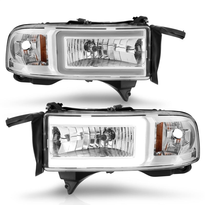 ANZO 94-02 Dodge RAM Crystal Headlight - w/ Light Bar Chrome Housing 111555 111555 Photo - Unmounted