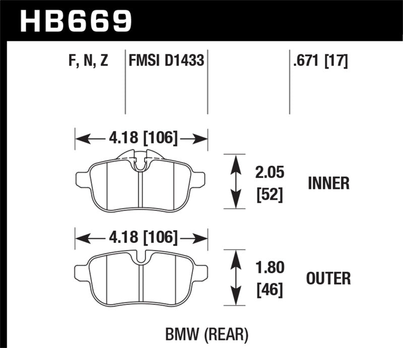 Hawk Disc Brake Pad HB669N.671 Photo - Primary