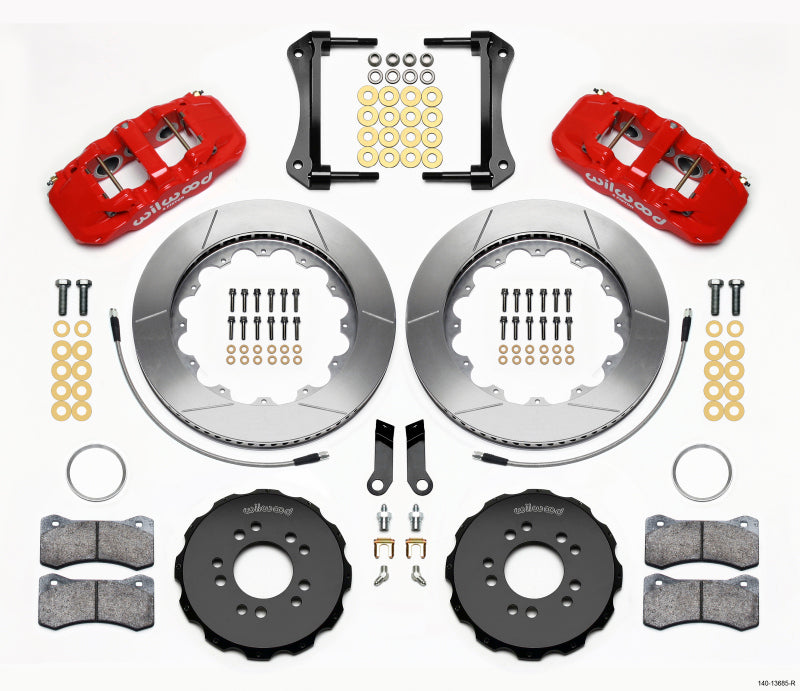 Wilwood AERO6 Front Hat Kit 14.00 Red 2005-2014 Mustang w/ BMR Suspn. w/Lines 140-13685-R 140-13685-R Photo - Primary