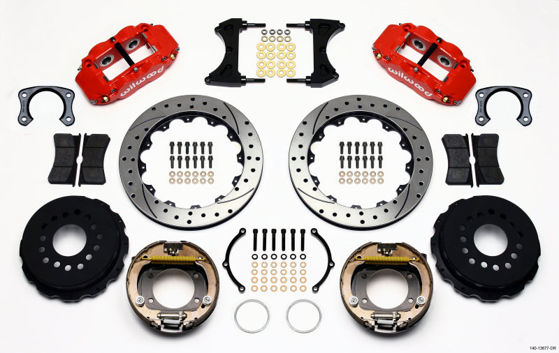 Wilwood FNSL4R Rear P-Brk Kit 12.88" Drill Red Big Ford 2.50" 140-13677-DR Photo - Primary