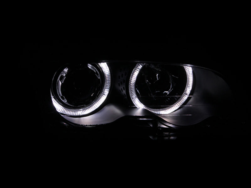 Anzo 1999-2001 BMW 3 Series E46 Projector Headlights w/ Halo Black 121015 Photo - Mounted