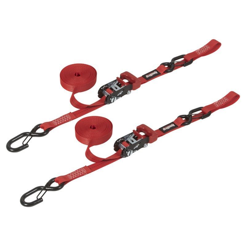 SpeedStrap 1In x 15Ft Ratchet Tie Down w/ Snap FtSFt Hooks Soft Tie (2 Pack) - Red 11803-2 11803-2 User 1