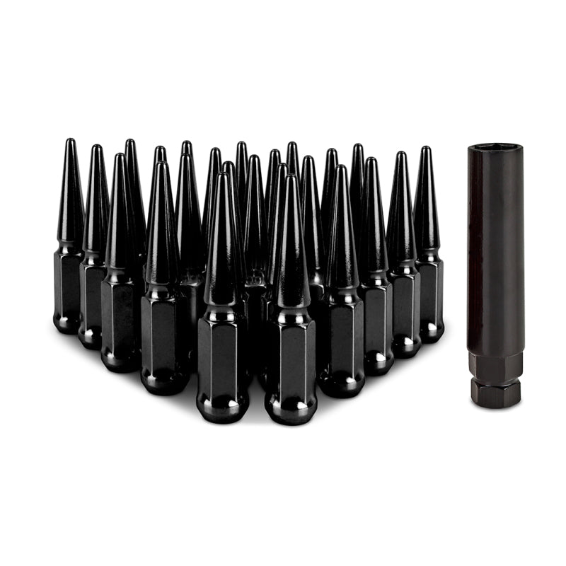 Mishimoto Mishimoto Steel Spiked Lug Nuts M14 x 1.5 24pc Set Black MMLG-SP1415-24BK MMLG-SP1415-24BK Photo - Primary