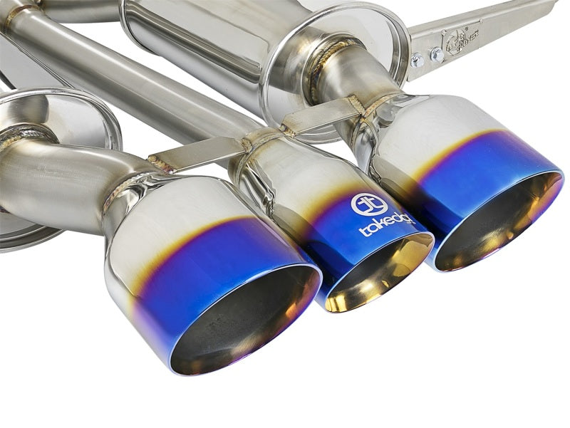 aFe Takeda 3" 304 SS Cat-Back Exhaust w/ Blue Flame Tips 17-18 Honda Civic 49-36616-L Photo - Unmounted