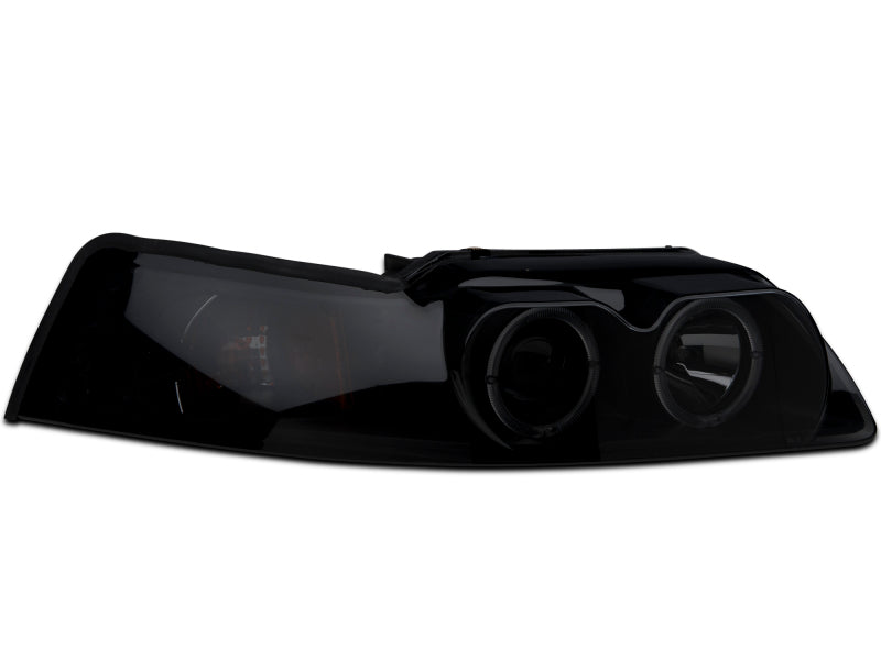 Raxiom 99-04 Ford Mustang Dual LED Halo Projector Headlights- Black Housing (Smoked Lens) 49113 49113 Photo - Close Up