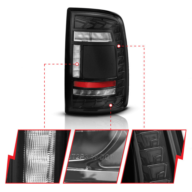 ANZO 19-24 RAM 2500/3500 Full LED Tail Lights SeqSig Black - Pair 311482A 311482A User 1
