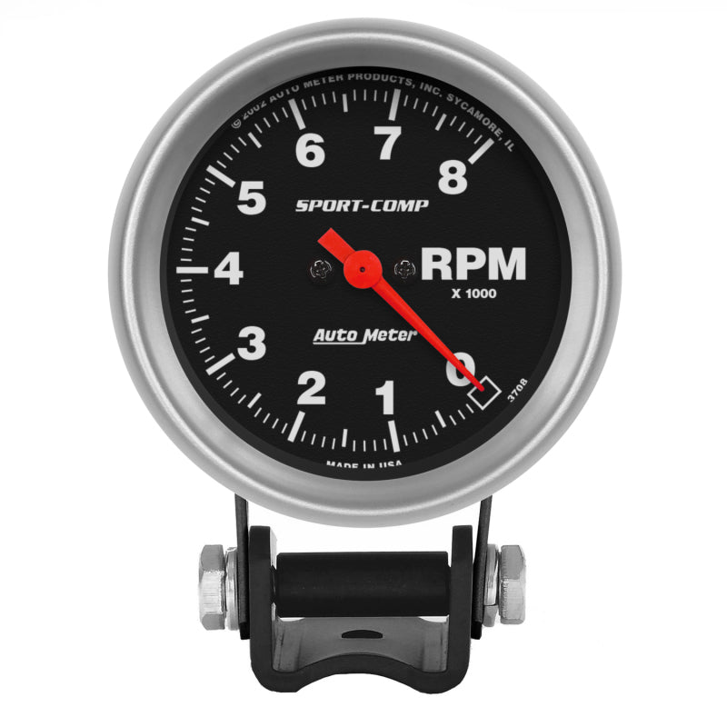 Autometer Gauge, Tachometer, 2 5/8", 8K Rpm, Pedestal, Sport-Comp 3708 Photo - Primary