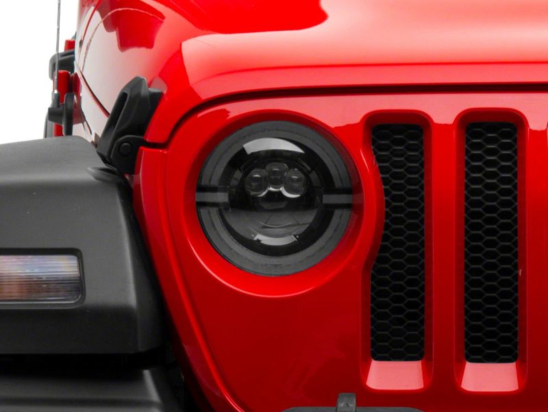Raxiom 18-23 Jeep Wrangler JL Axial Series 9-In LED Angel Eye Headlights- Blk Housing (Clear Lens) J167045 J167045 Photo - Close Up