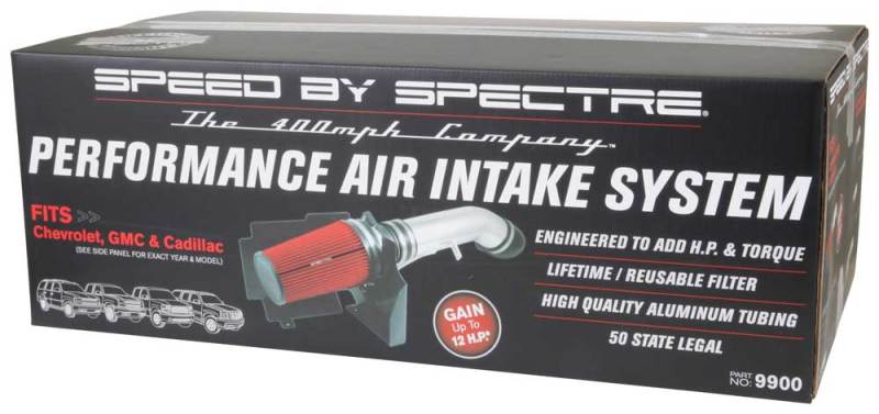 Spectre 99-07 GM Truck V8-4.8/5.3/6.0L F/I Air Intake Kit - Clear Anodized w/Red Filter 9900 9900 Photo - in package