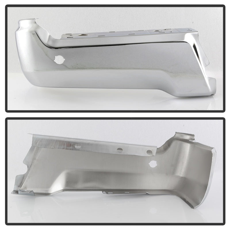 SPYDER XTune 17-19 Ford F250/ F350 Rear Left Bumper Cap End w/ Sensor Hole - Chrome RB-FF25017-BEWS-L 9048999 9048999 Photo - Unmounted