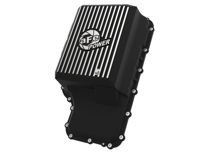 aFe 20-21 Ford Truck w/ 10R140 Transmission Pan Black POWER Street Series w/ Machined Fins 46-71220B 46-71220B Photo - Primary