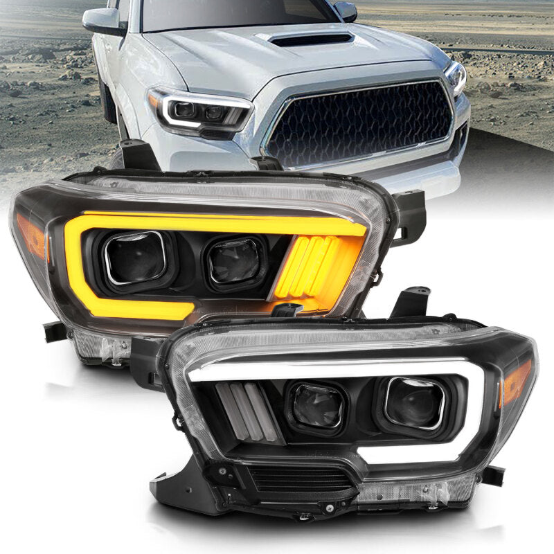 Anzo Toyota Tacoma '16-18 Projector Plank Style Switchback H.L Black Amber 111396 Photo - lifestyle view
