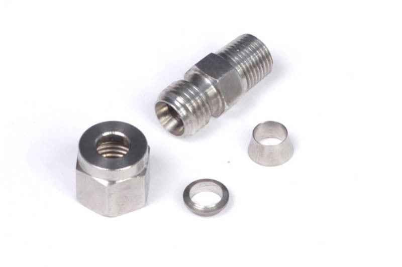 Haltech 1/4" Stainless Compression Fitting Kit-1/8" NPT Thread-inc Nut and Fe HT-010813 Photo - Primary