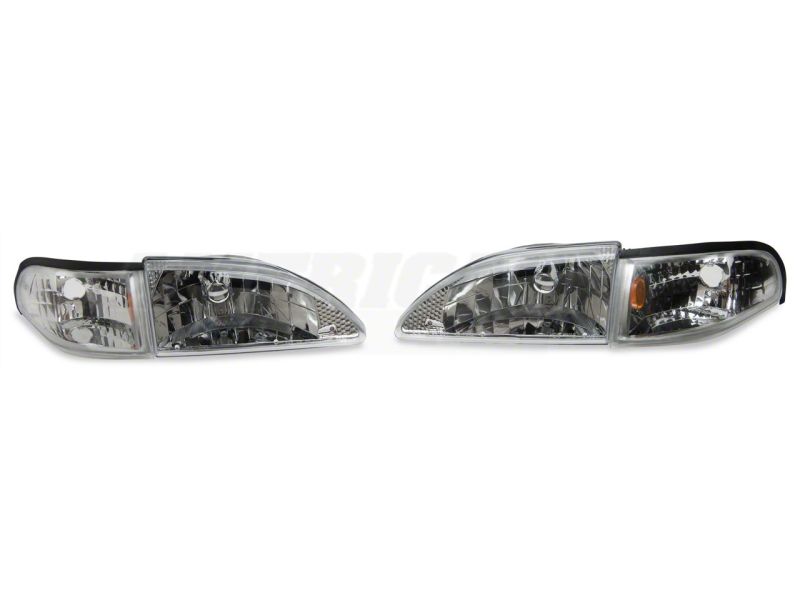 Raxiom 94-98 Ford Mustang Axial Series Cobra Style Headlights- Chrome Housing (Clear Lens) 49049 49049 Photo - Close Up