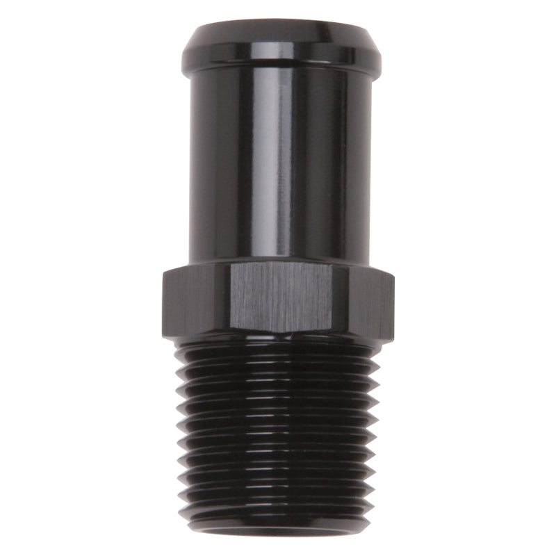 Edelbrock Hose End, Straight, 1/2" NPT TO 3/4" Barb, Black Anodize 8183 Photo - Primary
