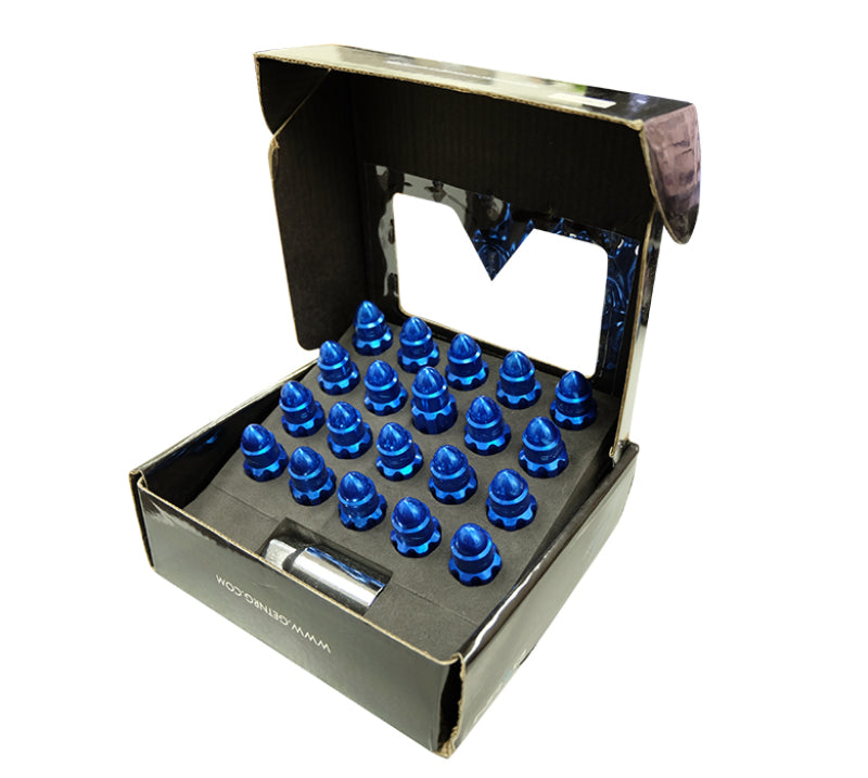 NRG M12 x 1.5 Steel Lug Nut Set Bullet Shape 21 pc Blue W/ Lock Key LN-LS500BL-21 Photo - Primary