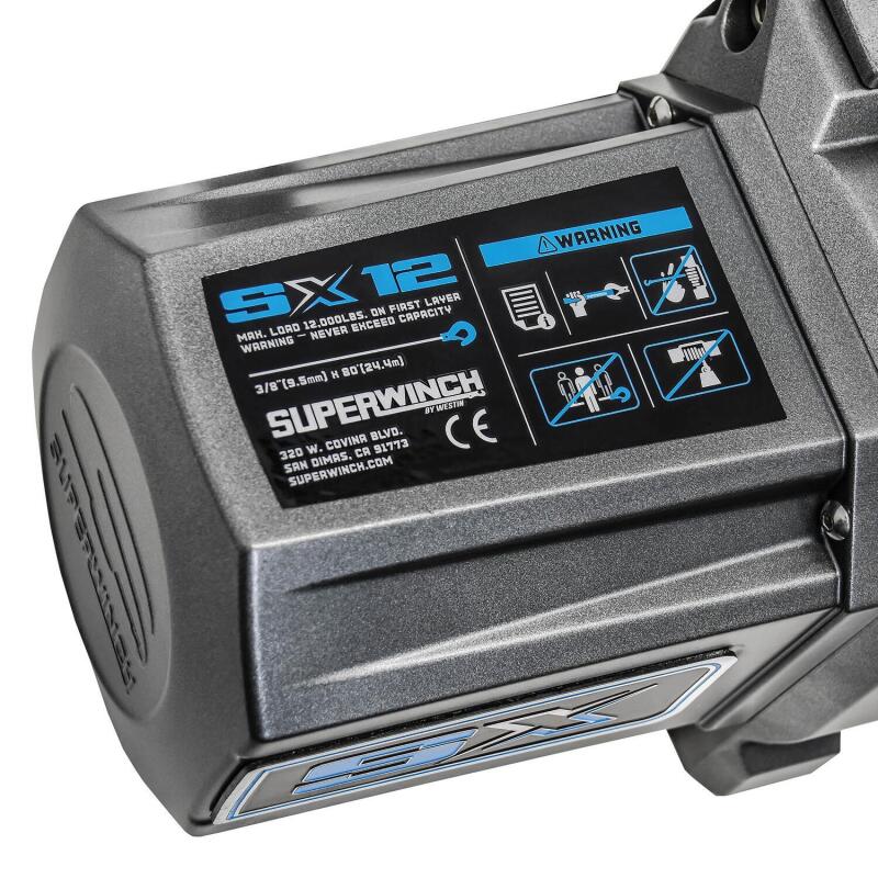 Superwinch 12000 LBS 12 VDC 3/8in x 80ft Synthetic Rope SX 12000SR Winch - Graphite 1712201 1712201 Photo - Close Up