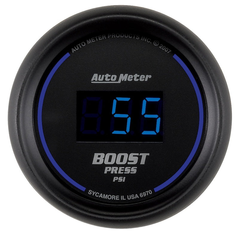 Autometer Gauge, Boost, 2 1/16", 60PSI, Digital, Black Dial w/ Blue Led 6970 Photo - Primary