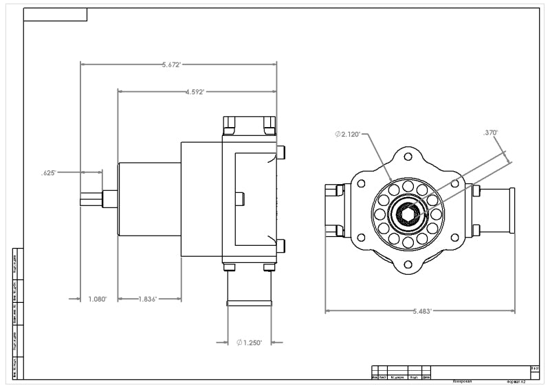 Aeromotive Atomic Hex Drive Fuel Pump 11117 Technical Drawing
