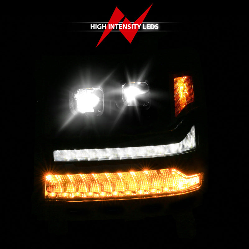ANZO 16-18 Chevy Silverado 1500 (Factory HID Models ONLY) Full LED Proj Headlights Black - Pair 111622A 111622A User 1