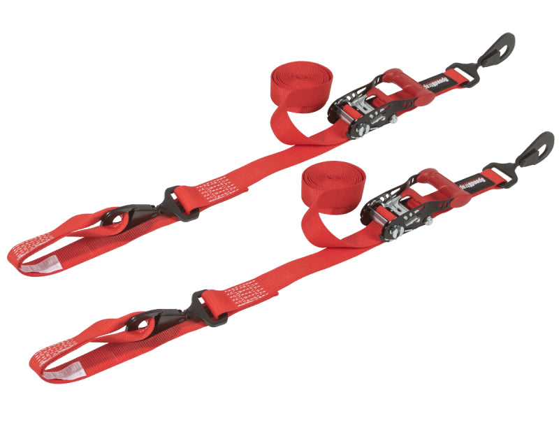 SpeedStrap 1 1/2In x 10Ft Ratchet Tie-Down w/ Soft-Tie (2 Pack) - Red 15223-2