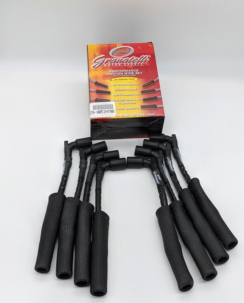 Granatelli Motor Sports Granatelli 20-23 GM LT2 6.2L Hi-Perf Coil-Near-Plug Wire Connector Kit w/Blk Jacket/Blk Sleeve 28-8051HTBB 28-8051HTBB Photo - Primary