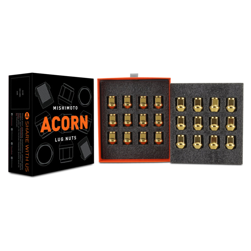 Mishimoto Steel Acorn Lug Nuts M12 x 1.5 - 24pc Set - Gold MMLG-AC1215-24GD MMLG-AC1215-24GD User 1