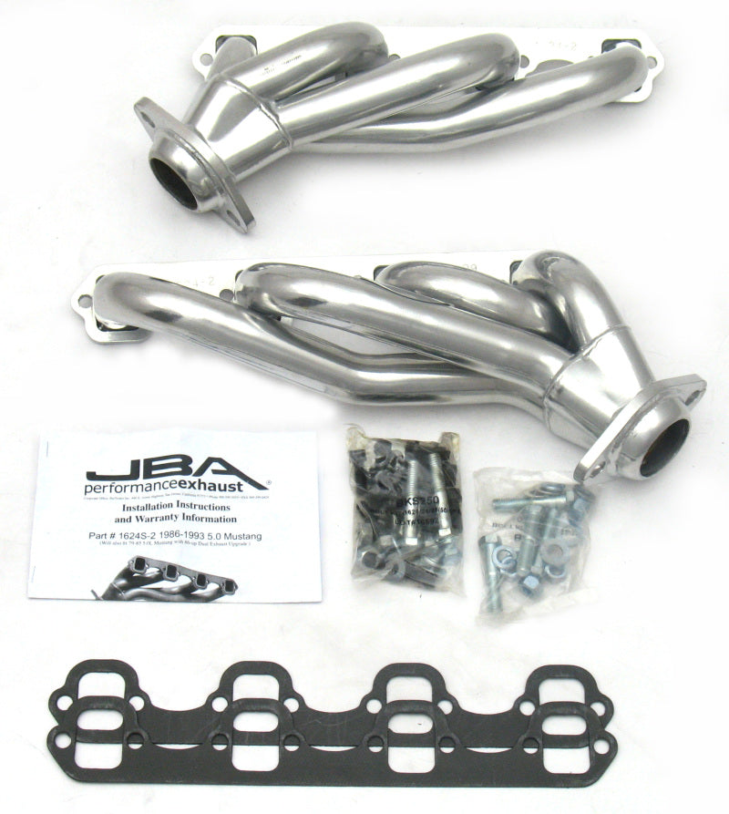 JBA 86-93 Ford Mustang 5.0L SBF 1-5/8in Primary Silver Ctd Cat4Ward Header 1624S-2JS 1624S-2JS Photo - Primary