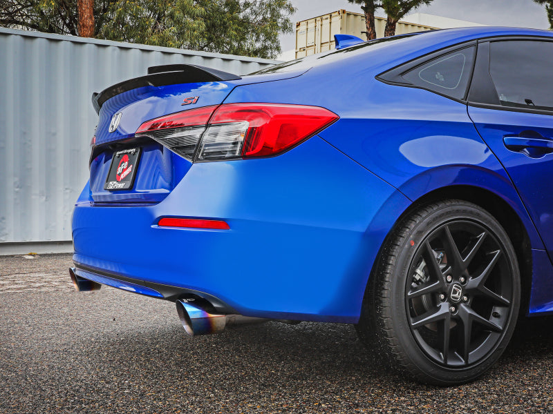 aFe POWER Takeda 22-23 Honda Civic Si I4-1.5L (t) 2.5in to 3in 304 SS CB Exhaust - Blue Flame Tips 49-36630-L 49-36630-L Photo - Mounted