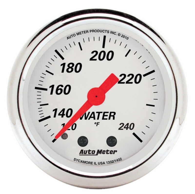Autometer Gauge, Water Temp, 2 1/16", 120-240 Deg. F, Mech, Arctic White 1332 Photo - Primary