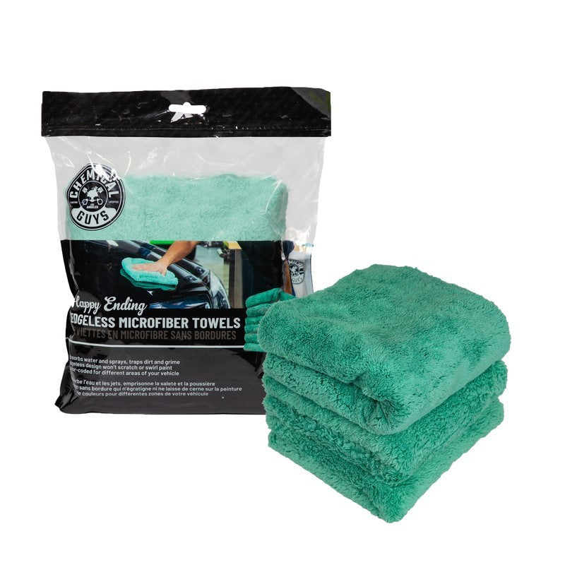 Chemical Guys Happy Ending Ultra Edgeless Microfiber Towel - 16in x 16in - Green - 3 Pack (P16) MIC34603 MIC34603 User 1