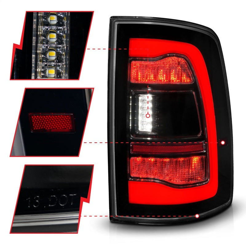 ANZO 09-18 Dodge Ram 1500 Sequential LED Taillights Smoke Black 311470 311470 Photo - Unmounted