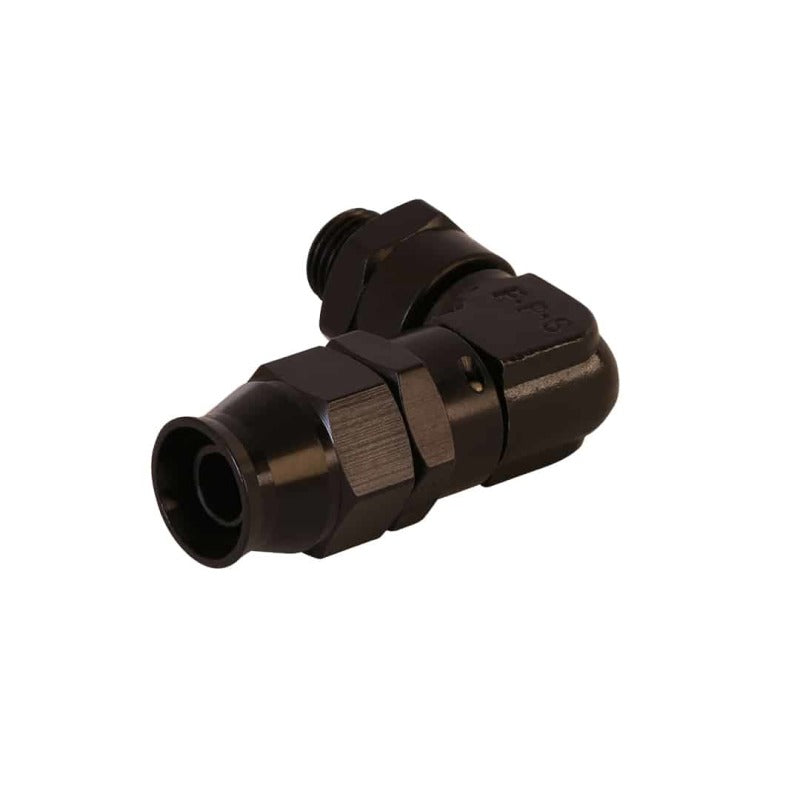 Aeromotive PTFE Hose End - AN-06 to AN-08 Hose - 90 Deg - Black Anodized 15736 15736 Photo - Close Up